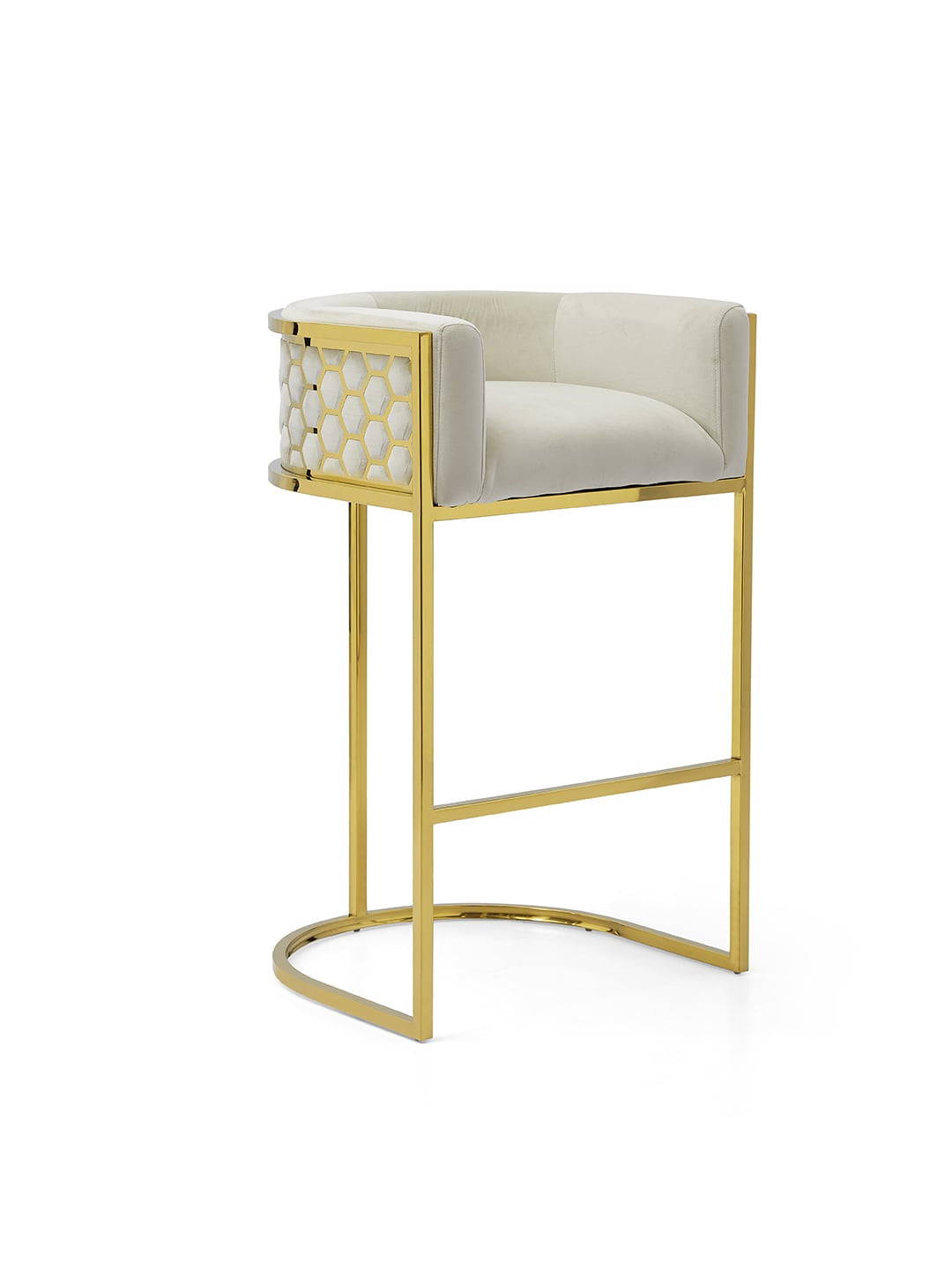 216D Bar Stool (Gold Cream) - GLARA HOME