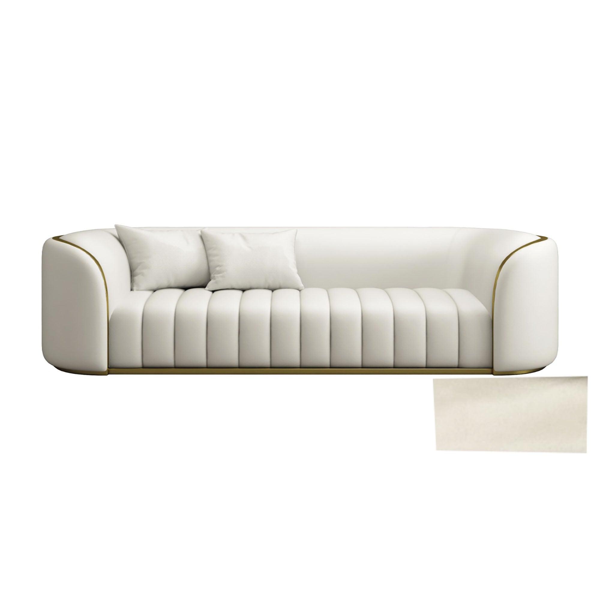 Luxe Cream Velvet Sofa with Gold Accents