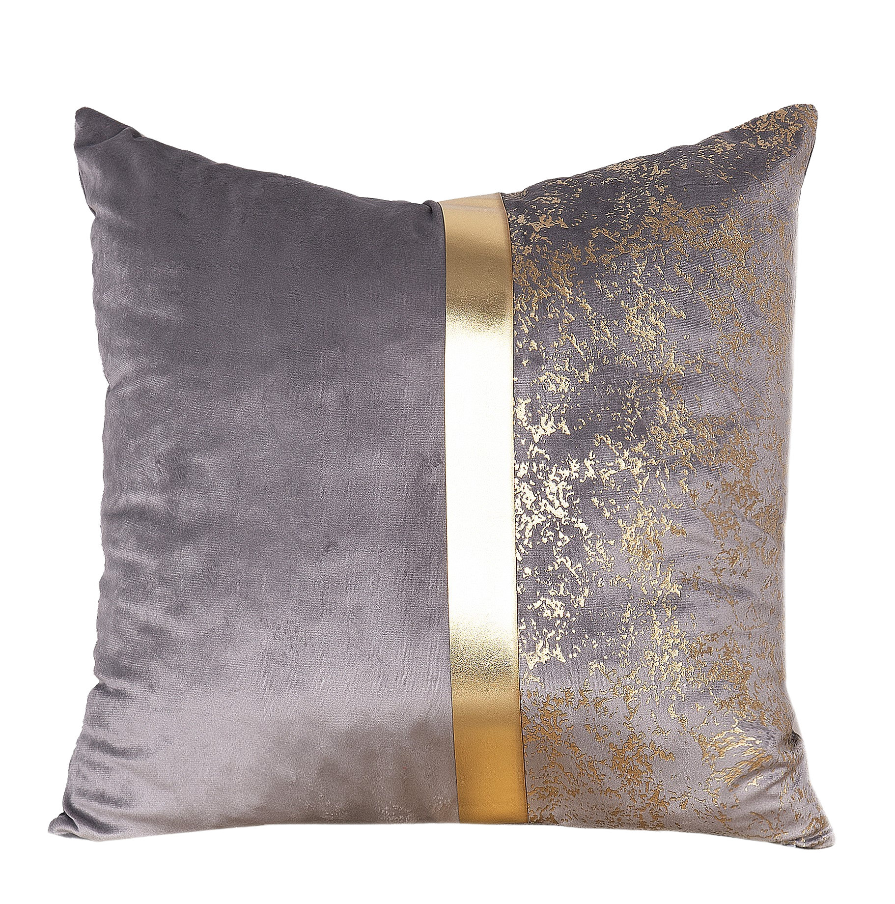 Grey Velvet Cushion Cover (Gold Accent)