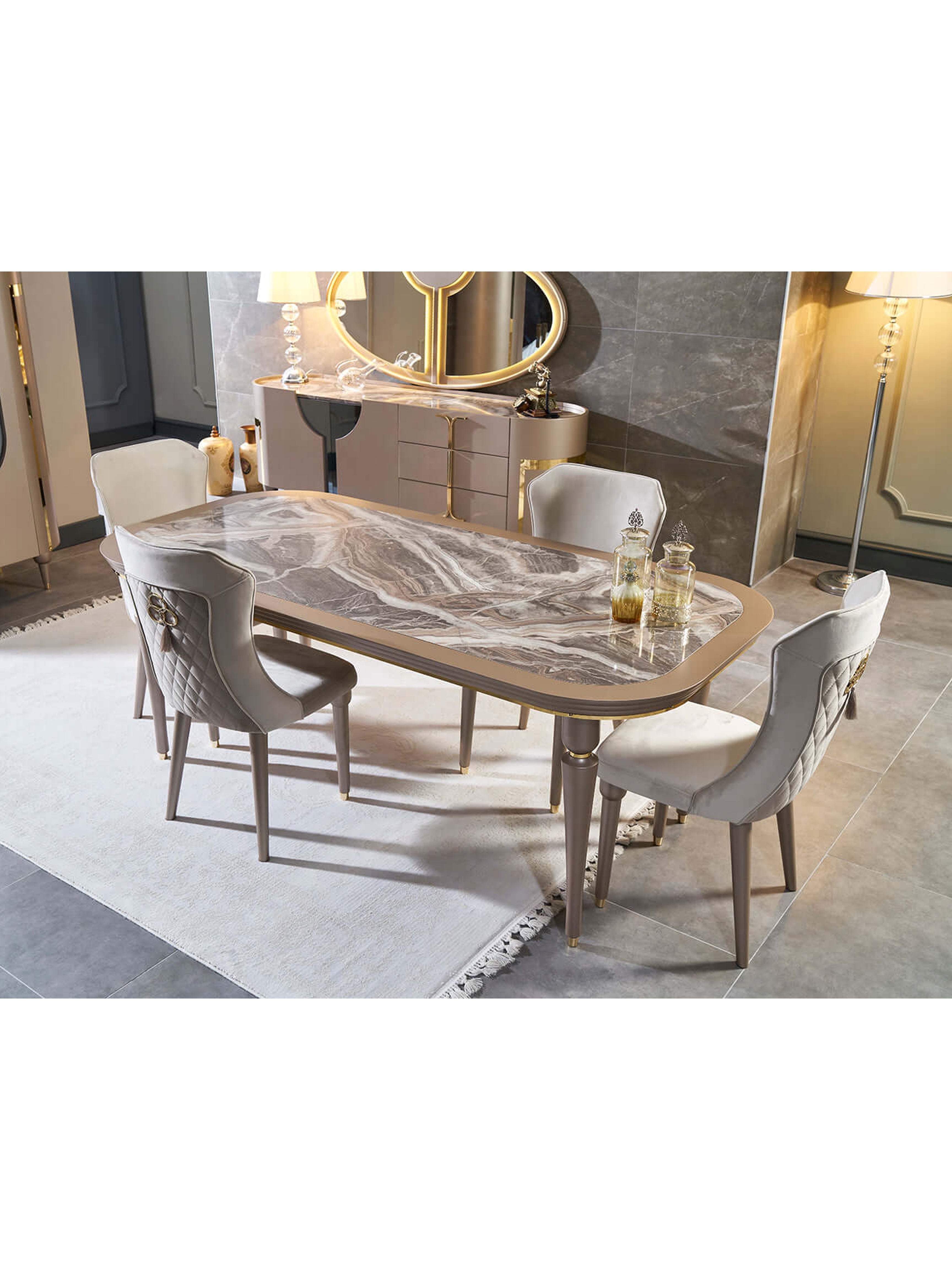 Arya Gold Dining Table (Gold ) - GLARA HOME