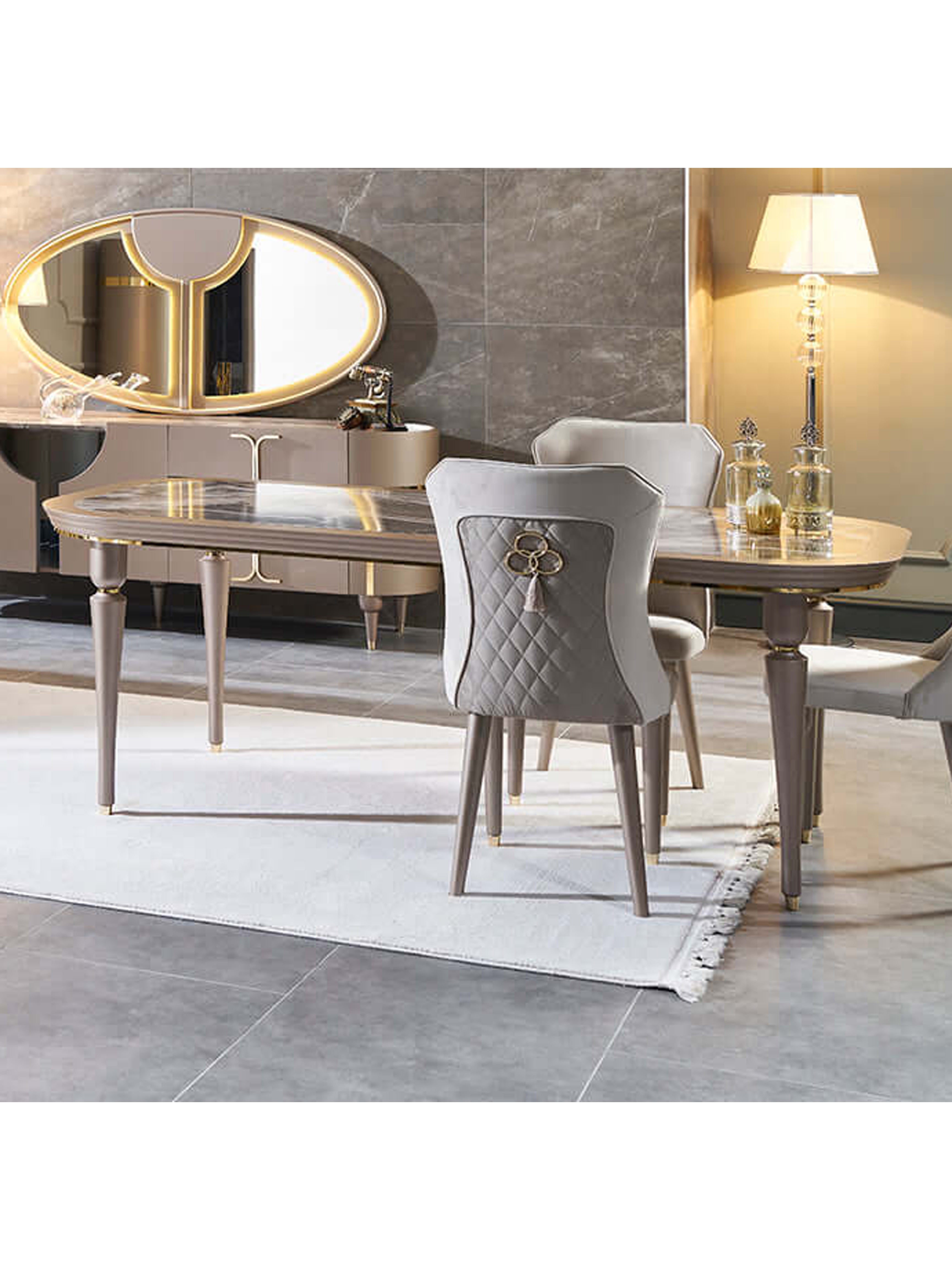 Arya Gold Dining Table (Gold ) - GLARA HOME