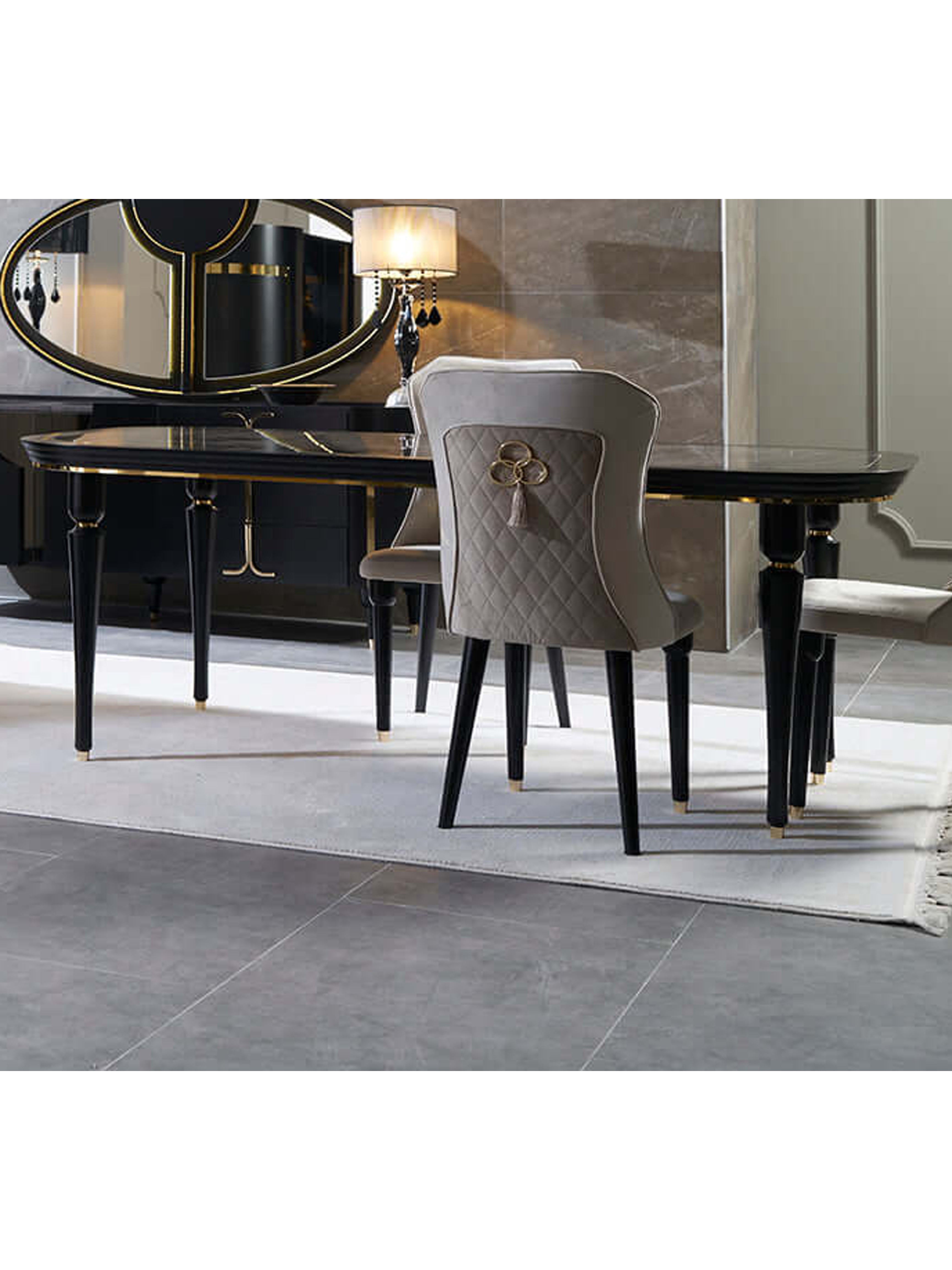 Arya Black Dining Table (Gold ) - GLARA HOME