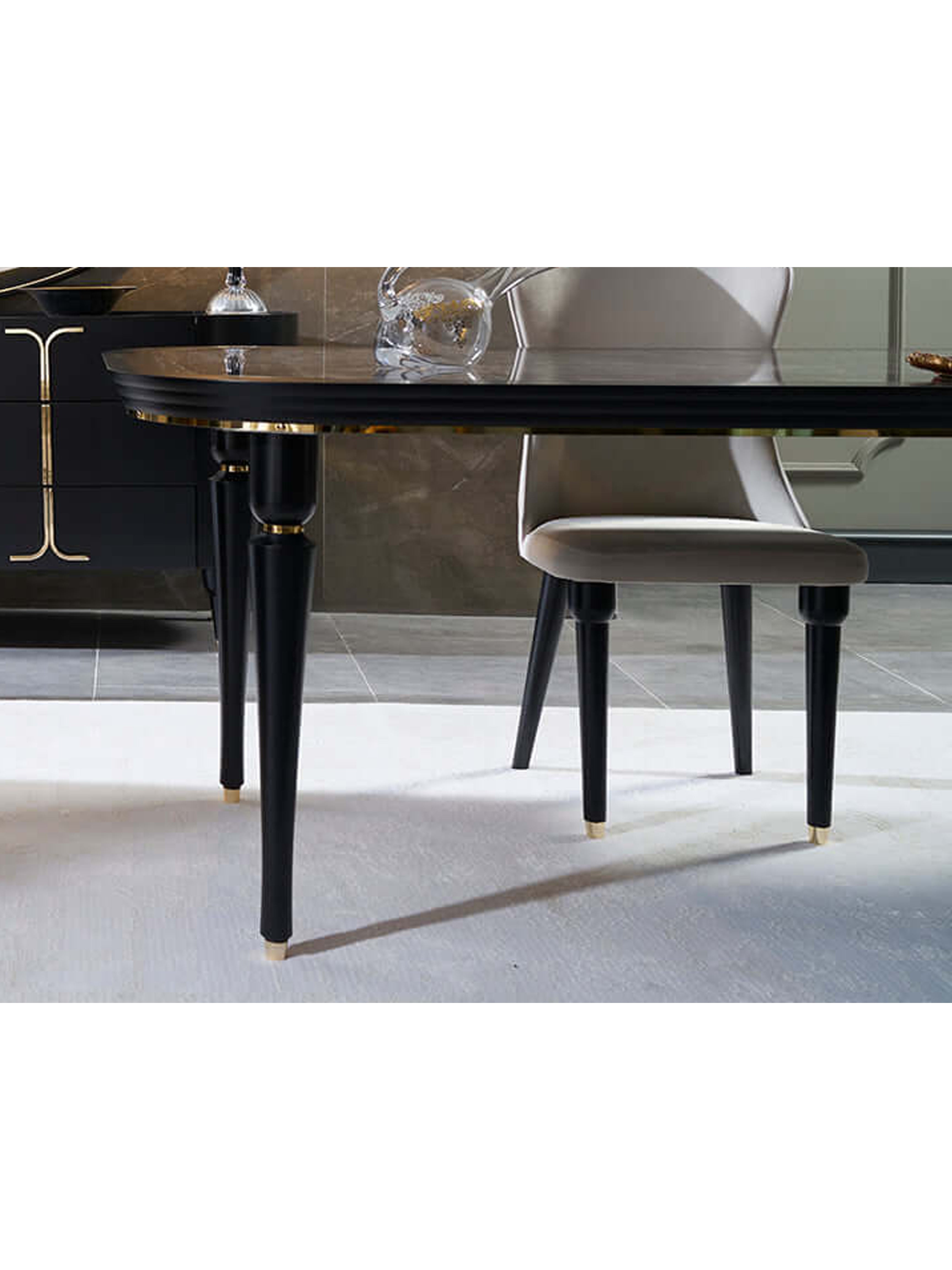 Arya Black Dining Table (Gold ) - GLARA HOME