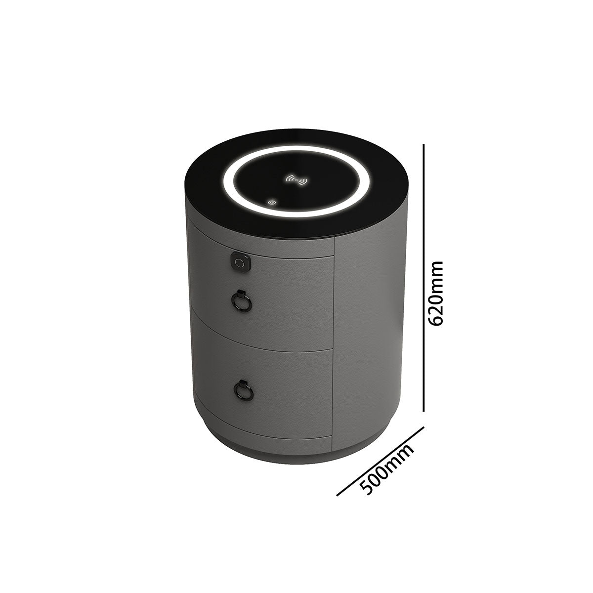 CA009-Gy- US-3 Navy Artificial Leather Smart Night Stand - GLARA HOME