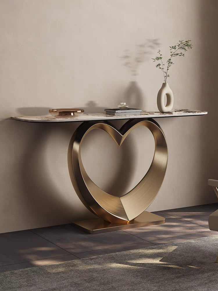 AWX016 Marble Slate Heart Shape Console Table - GLARA HOME