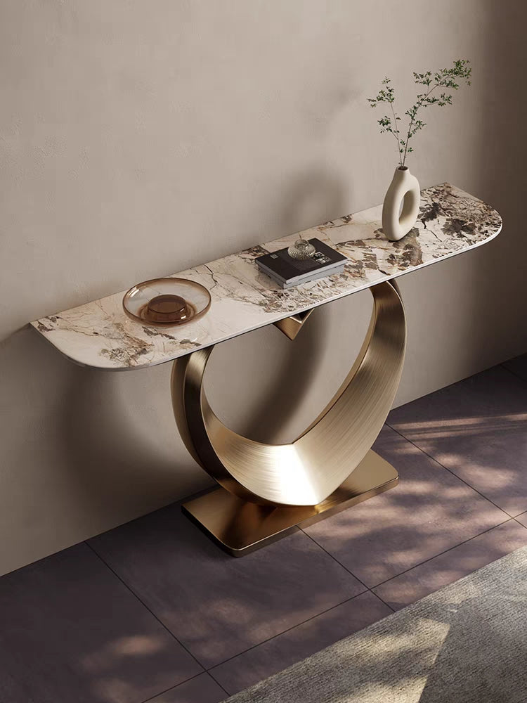 AWX016 Marble Slate Heart Shape Console Table - GLARA HOME