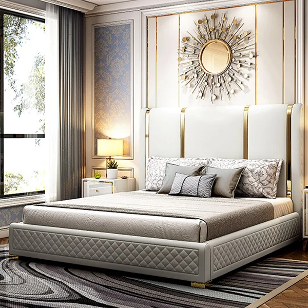 AWX003 Velvet/ Gold Bed Frame - GLARA HOME
