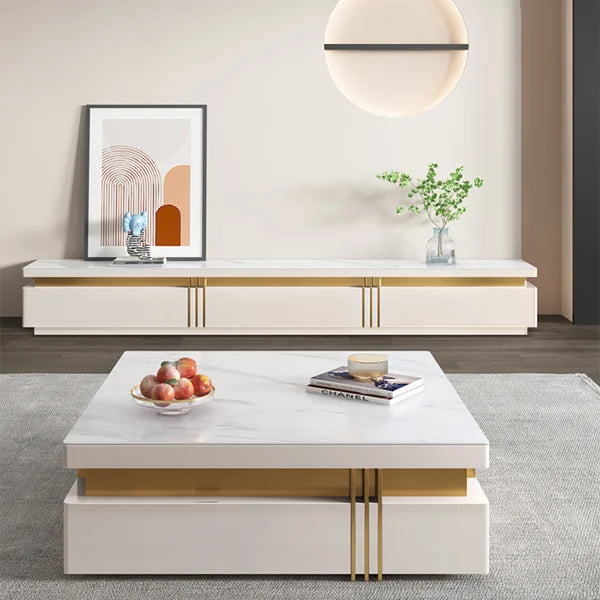 EAWX021 Albali White / Gold Coffee Table - GLARA HOME