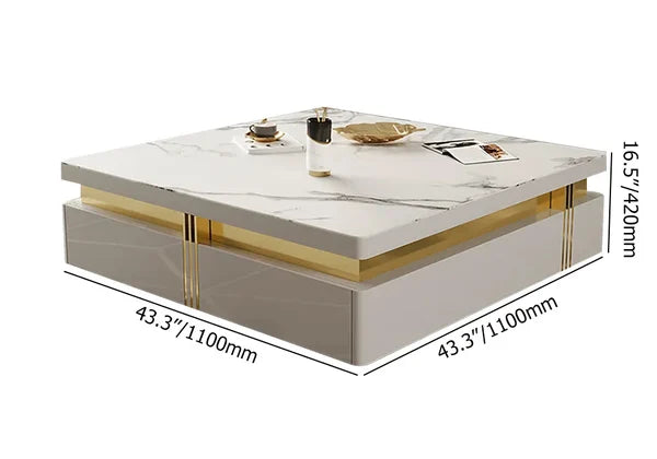 EAWX021 Albali White / Gold Coffee Table - GLARA HOME