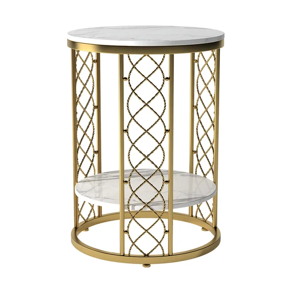 2312EAWX033 Marble Gold Side Table - GLARA HOME