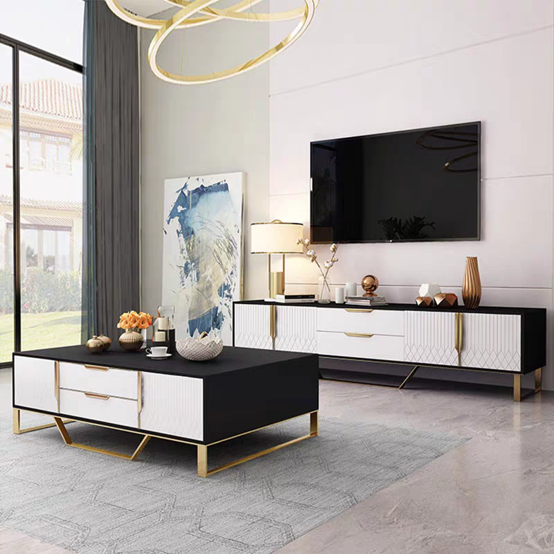 EAWX033 Black / White Tempered Glass Coffee Table - GLARA HOME