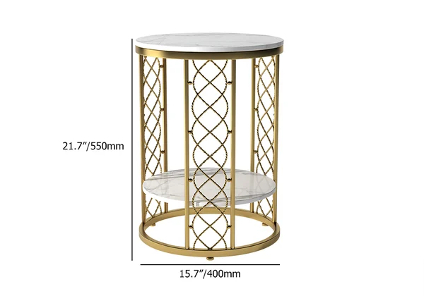2312EAWX033 Marble Gold Side Table - GLARA HOME
