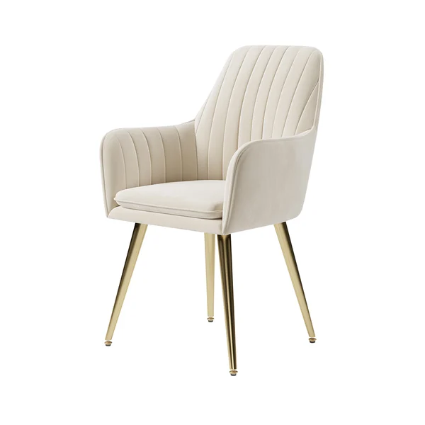 AWX007 Low Arm Cream/ Gold Dining Chair - GLARA HOME