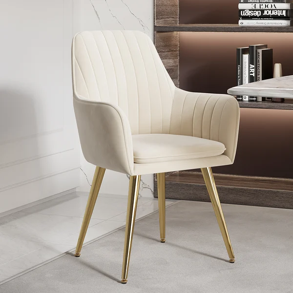AWX007 Low Arm Cream/ Gold Dining Chair - GLARA HOME
