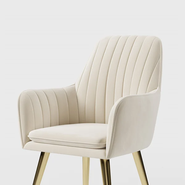 AWX007 Low Arm Cream/ Gold Dining Chair - GLARA HOME