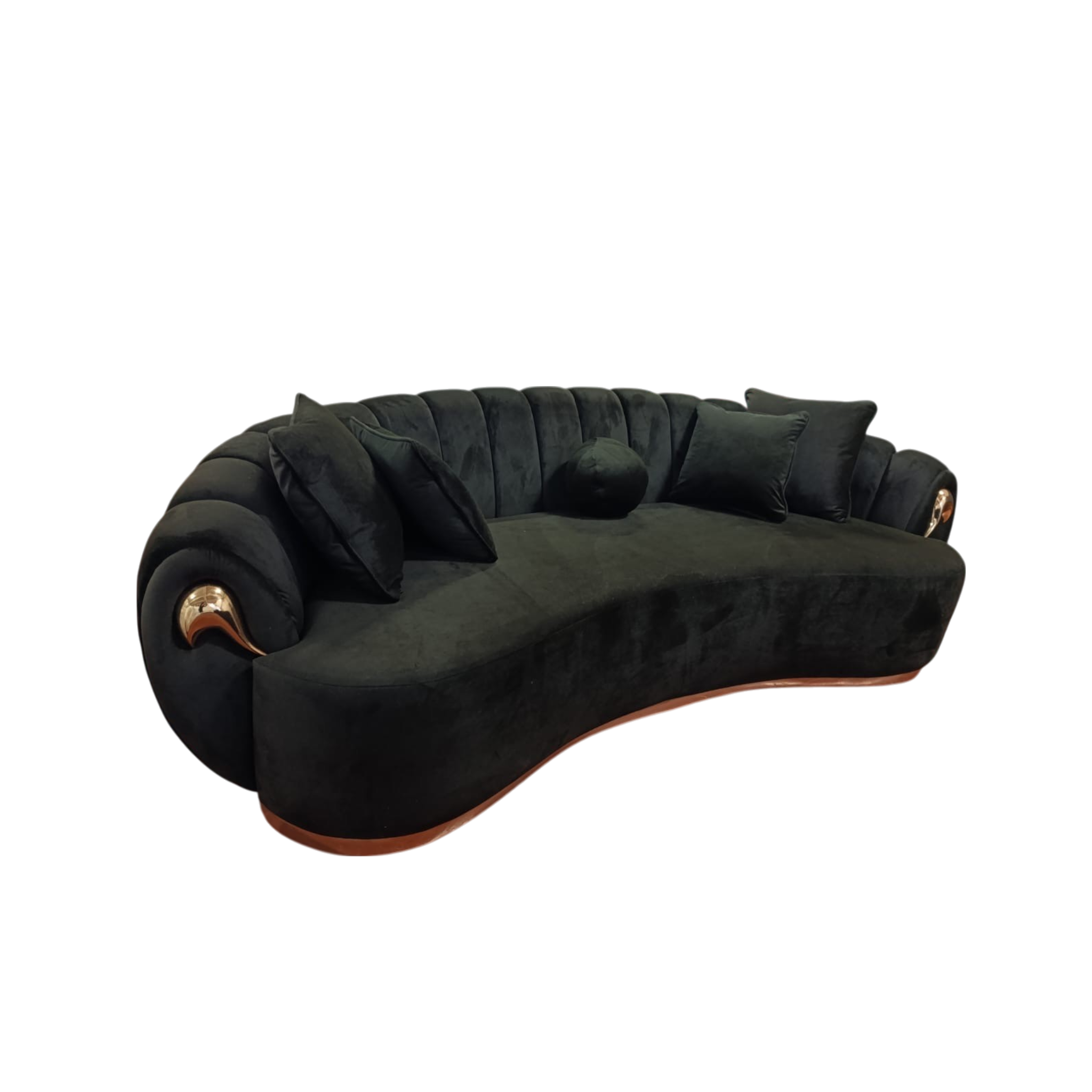 Prada Sofa Set Velvet/ Dark Brown & Rose Gold Accent (MEGASOFT M-104)