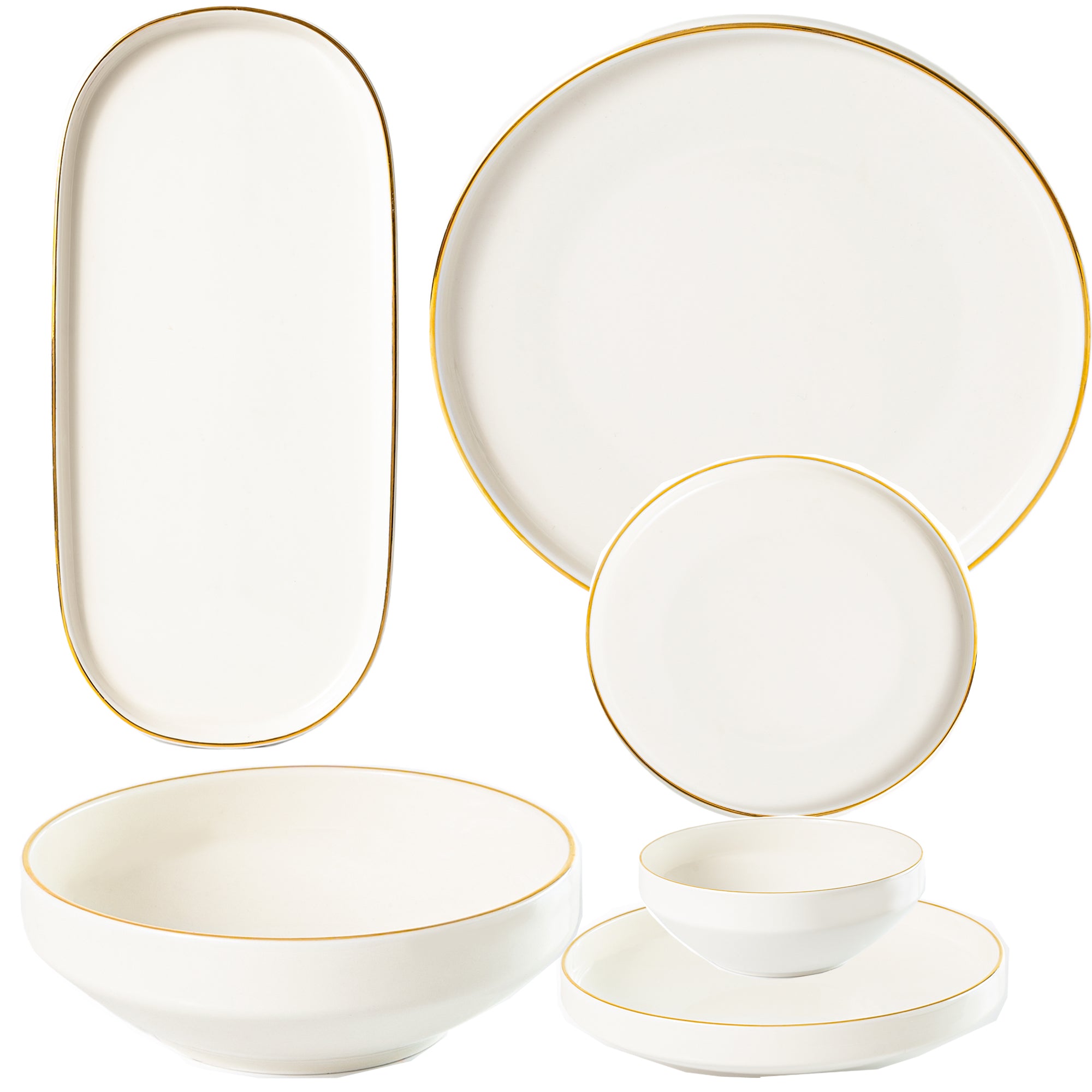 26-Pieces New Bone China Dinner Set with Gold Rim (SD-263) - GLARA HOME