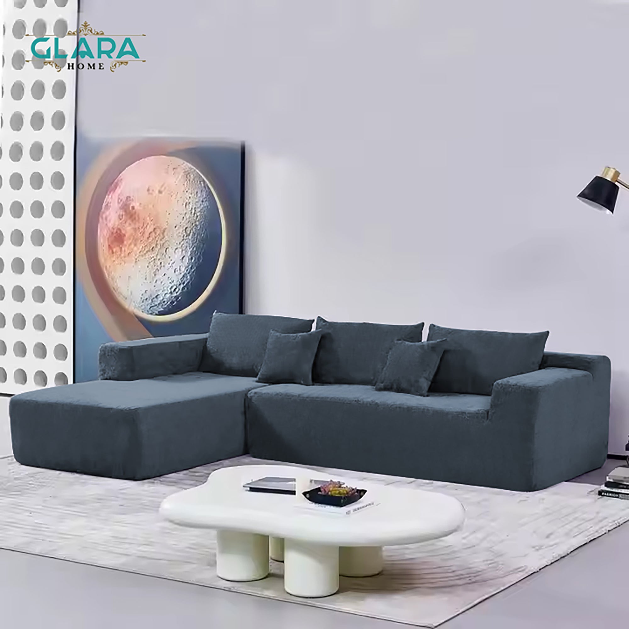 navy blue compress sectional sofa