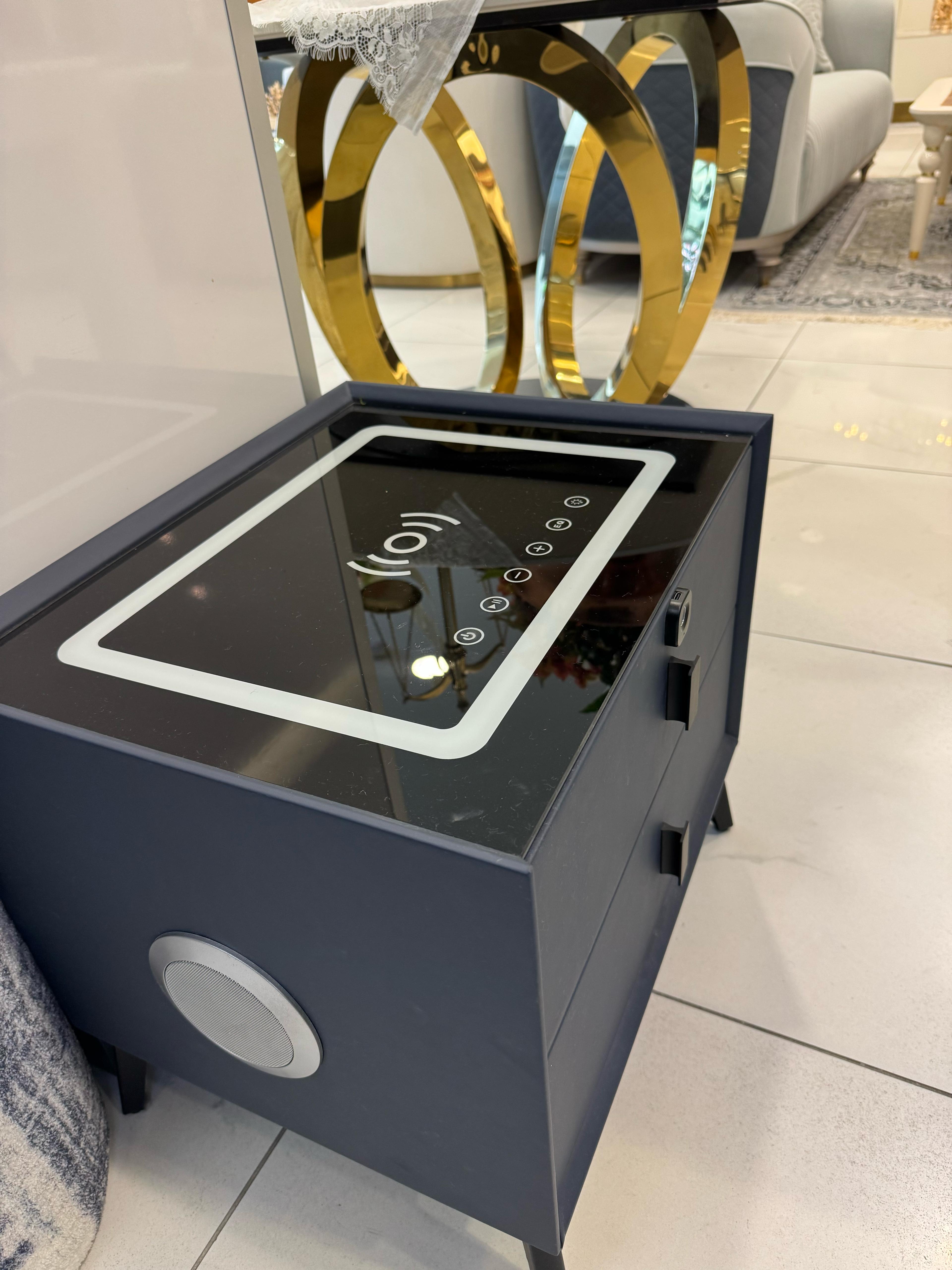 4 23SMCA001-BL Navy Blue Smart Night Stand