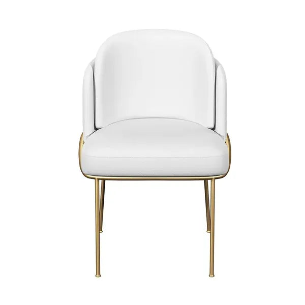 AWX002 White/ Gold Linen Dining Chair - GLARA HOME