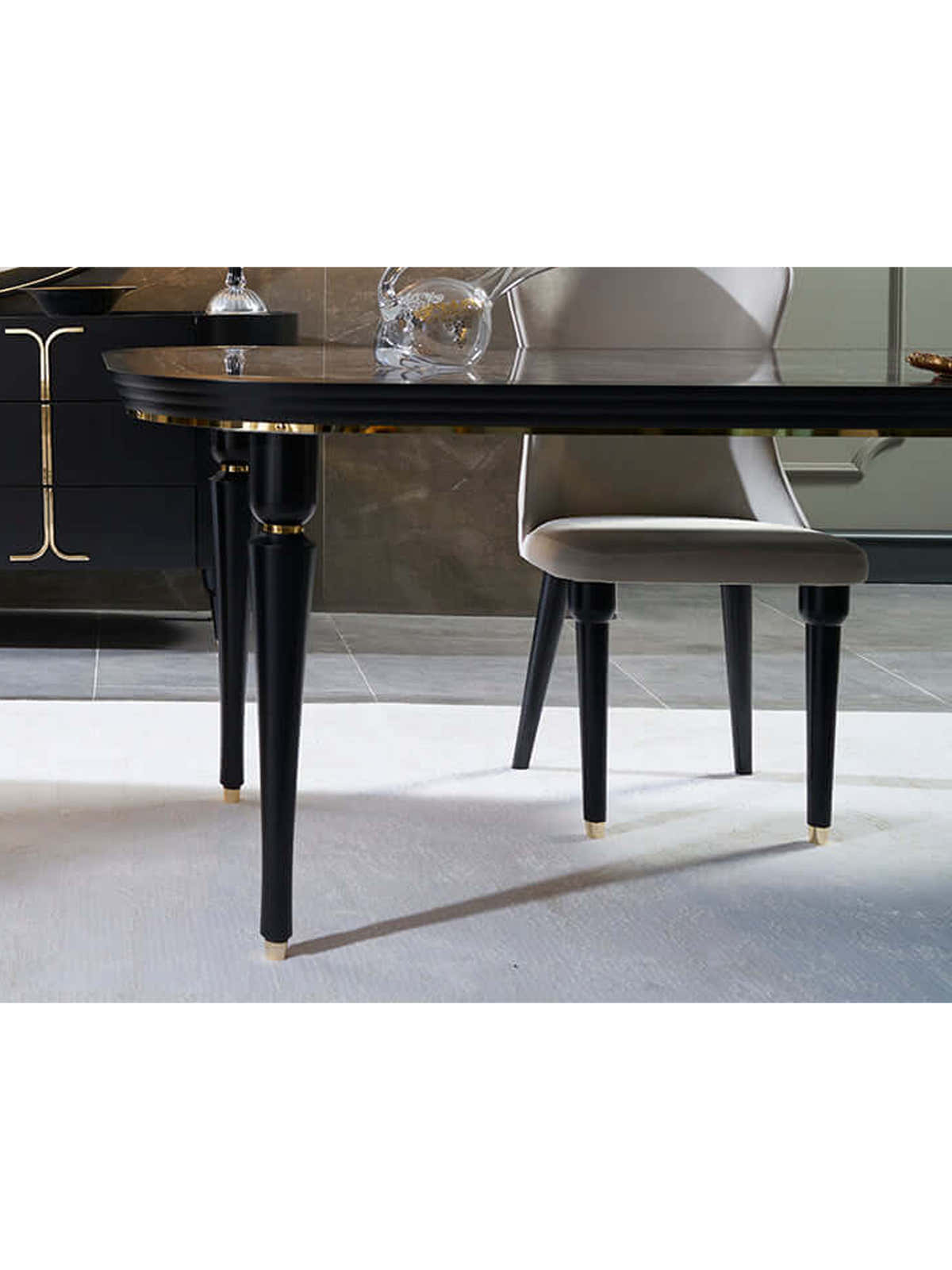 Arya Black Dining Table (Gold ) - GLARA HOME