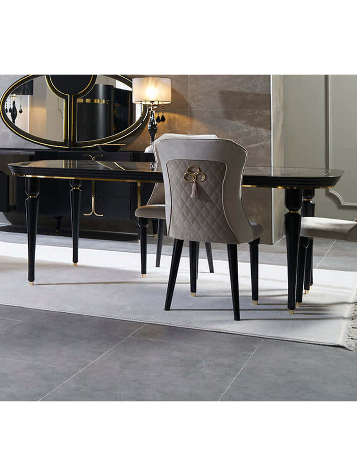 Arya Black Dining Table (Gold ) - GLARA HOME