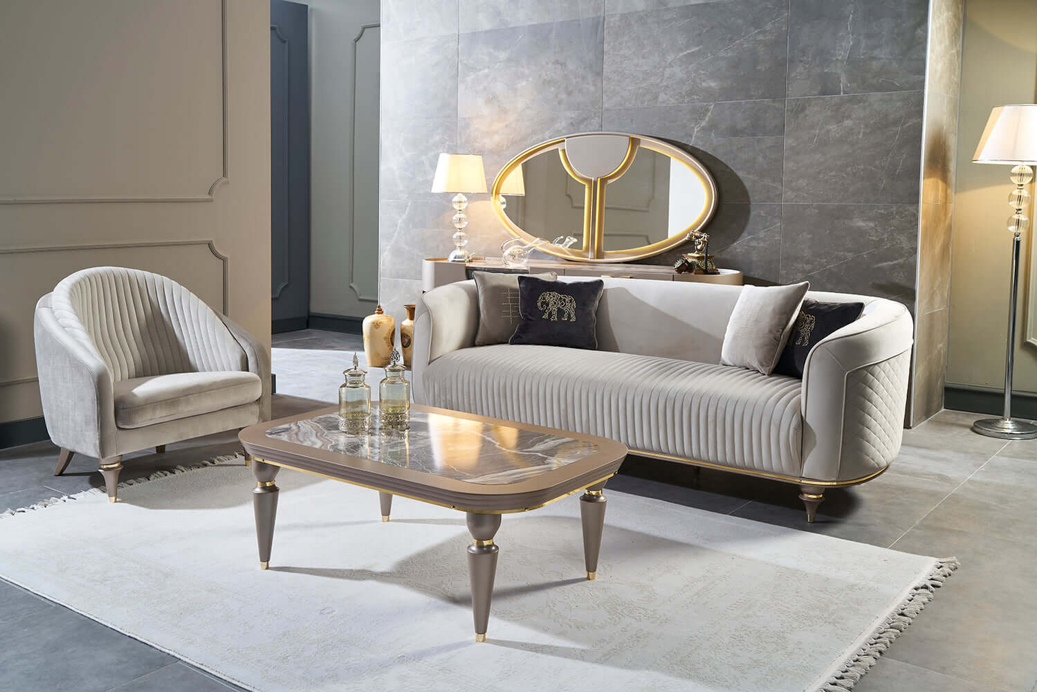 Arya Sofa ( Catalog Gold ) - GLARA HOME
