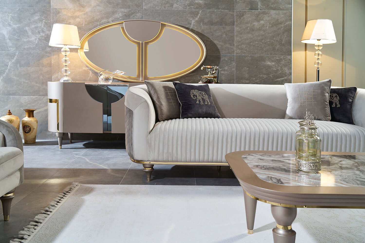 Arya Sofa ( Catalog Gold ) - GLARA HOME