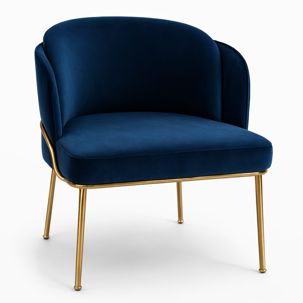 Aurelia Navy Velvet Dining Chair – Gold Accent Frame - GLARA HOME