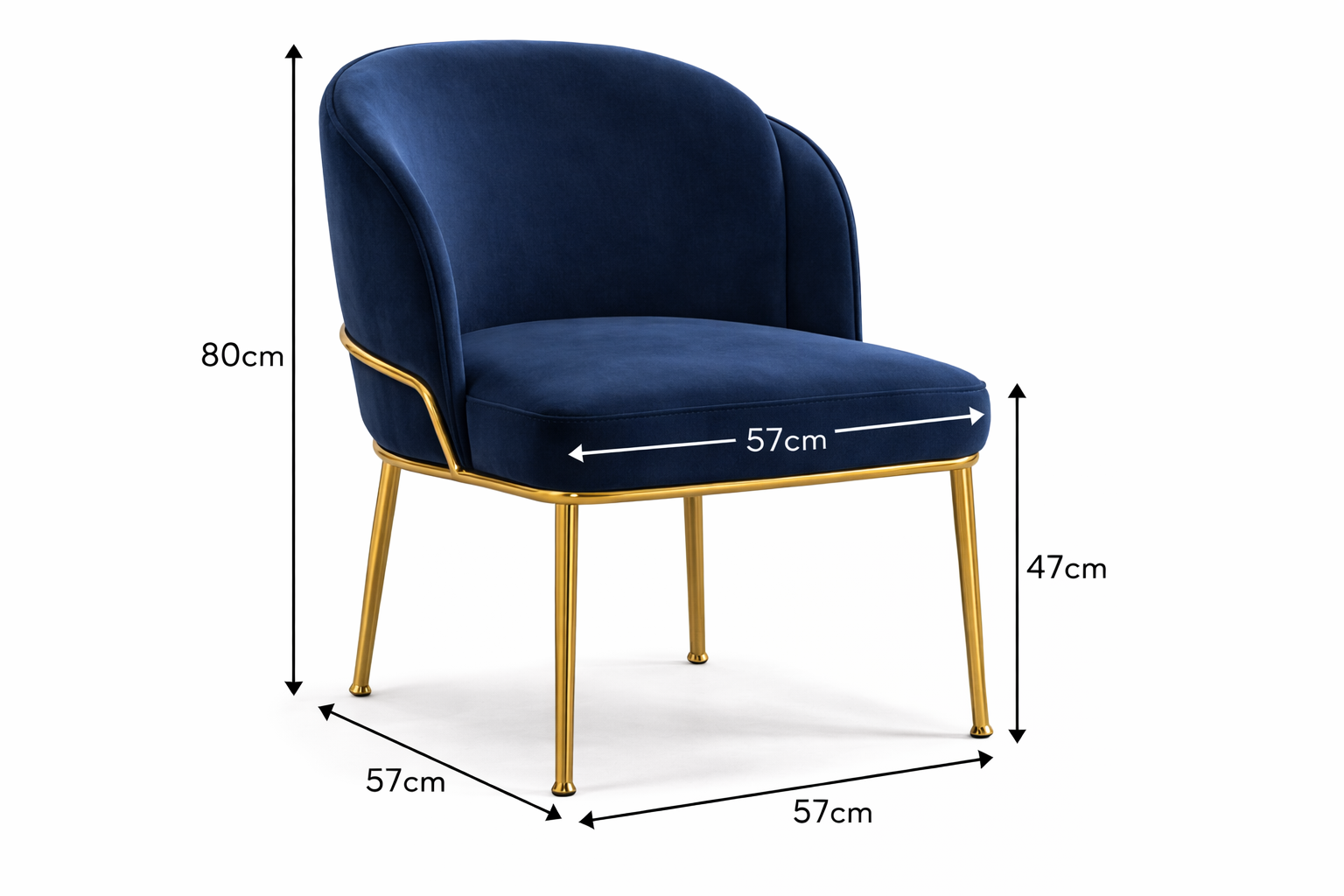 Aurelia Navy Velvet Dining Chair – Gold Accent Frame - GLARA HOME