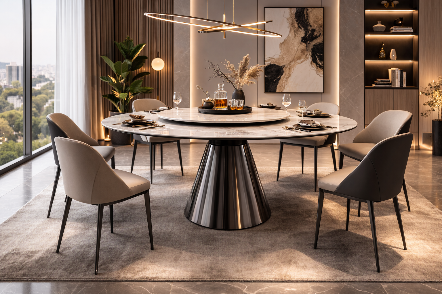 Aurello Sintered Stone Dining Table - GLARA HOME