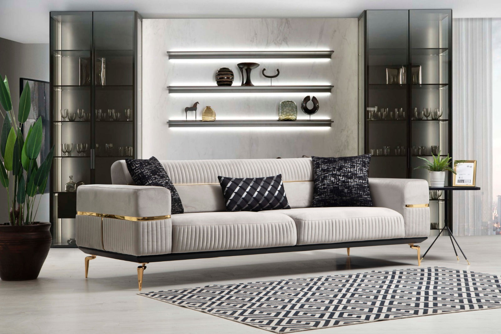 Boss Sofa ( Max17 Grey/ Gold )