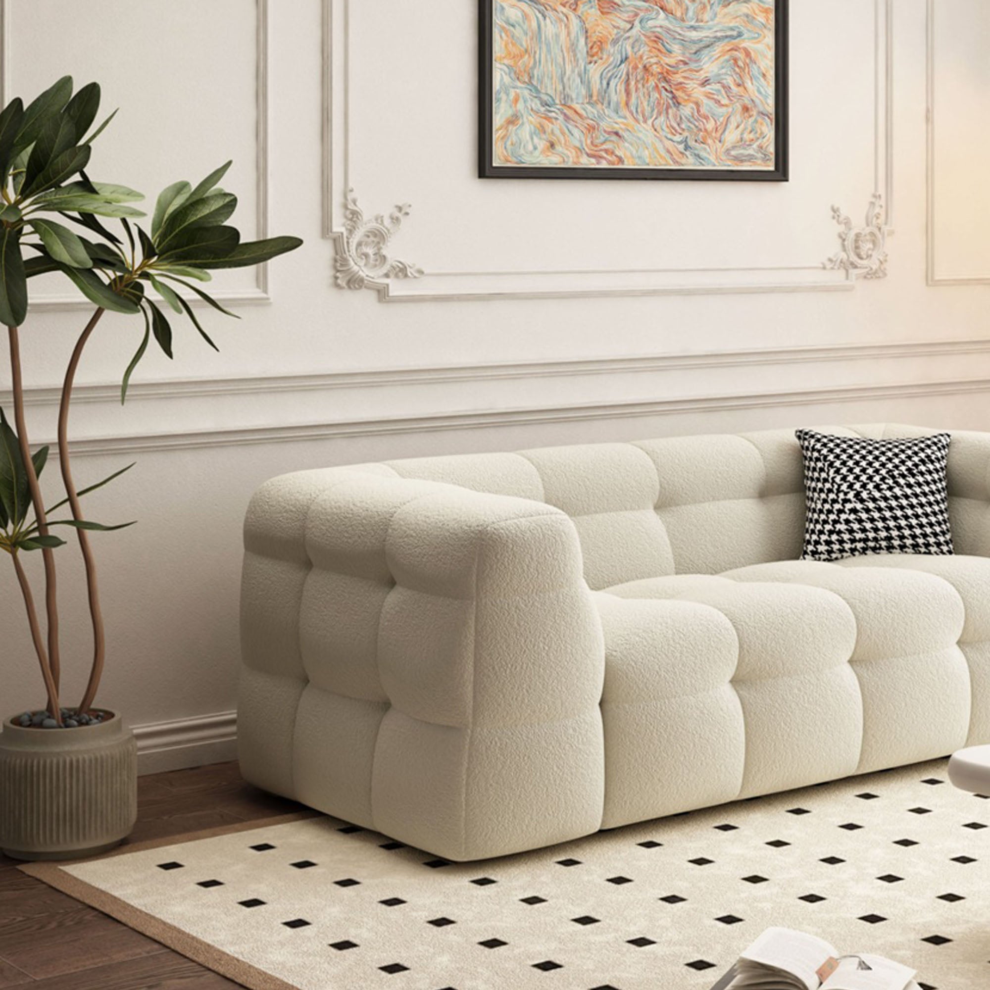 Bela Lamb Wool Cloud Sofa – Cream - GLARA HOME