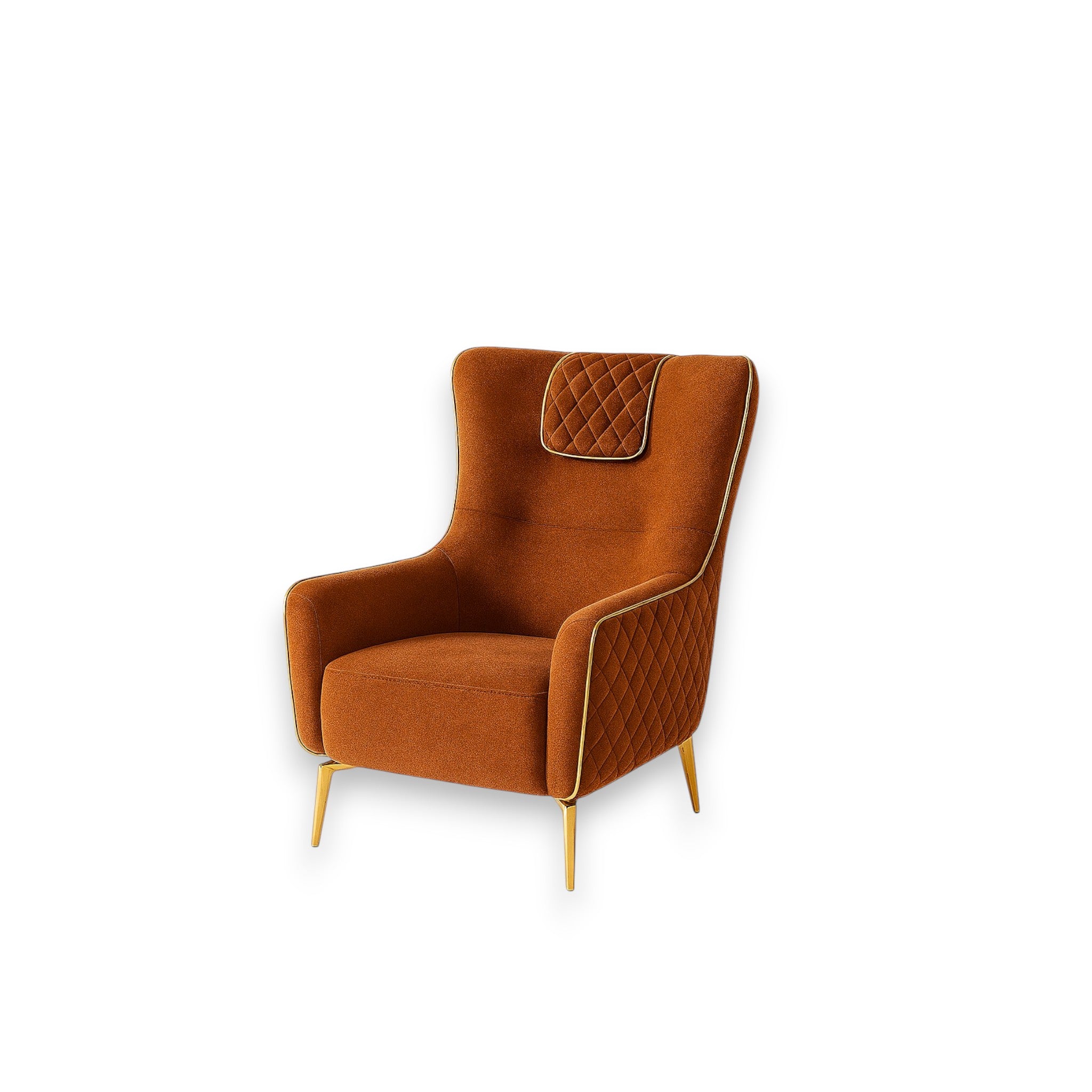 Casa Accent Chair ( Max08 Orange/ Gold ) - GLARA HOME
