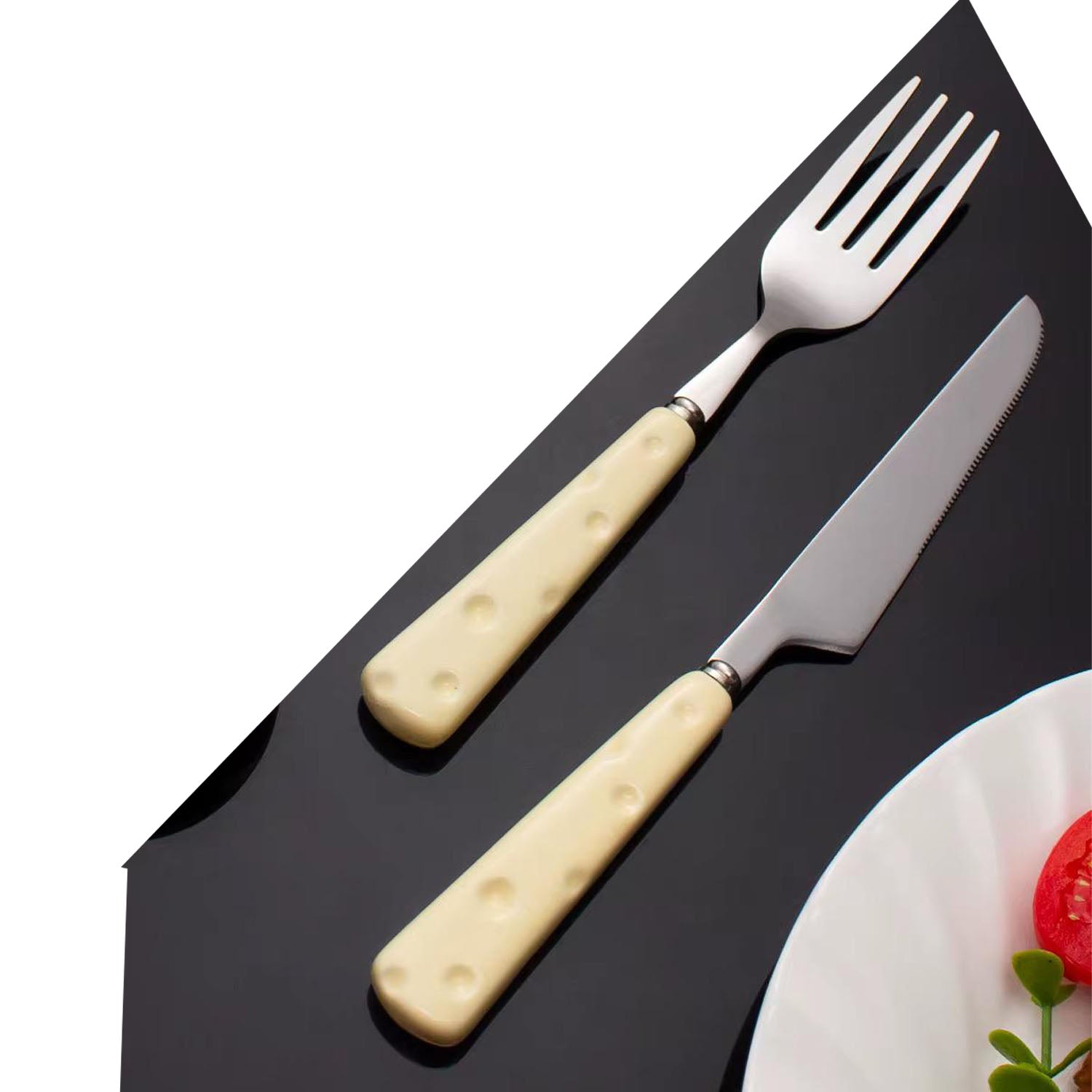 Ceramic Minimalist Milky Fruit Knife/Fork Set - GLARA HOME