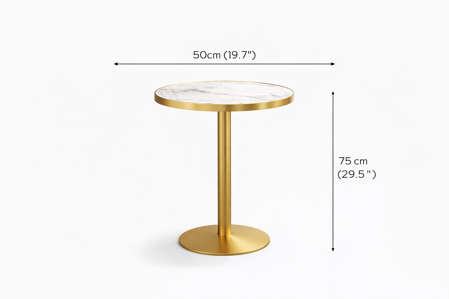 Velora Luxury Bistro Table – Sintered Stone Top with Gold Pedestal Base