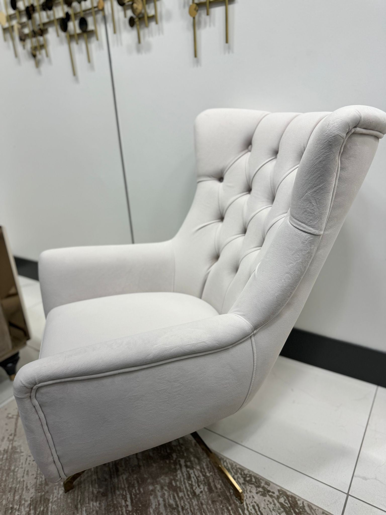 Defne Accent Chair (Max01 Cream/ Gold ) - GLARA HOME
