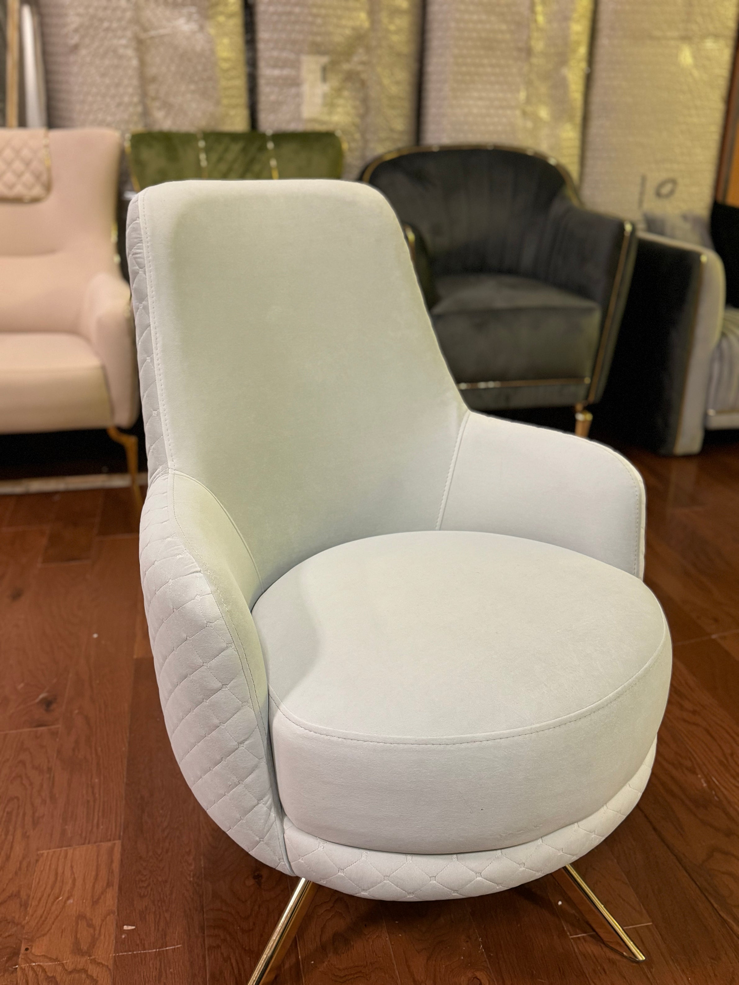 Defne accent Chair (V17 Grey/ Gold) - GLARA HOME