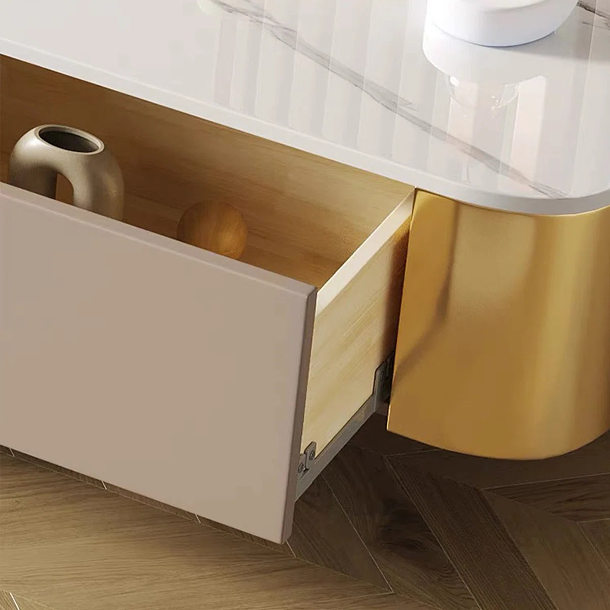Elano Marble & Gold Coffee Table/ TV Stand Set - GLARA HOME