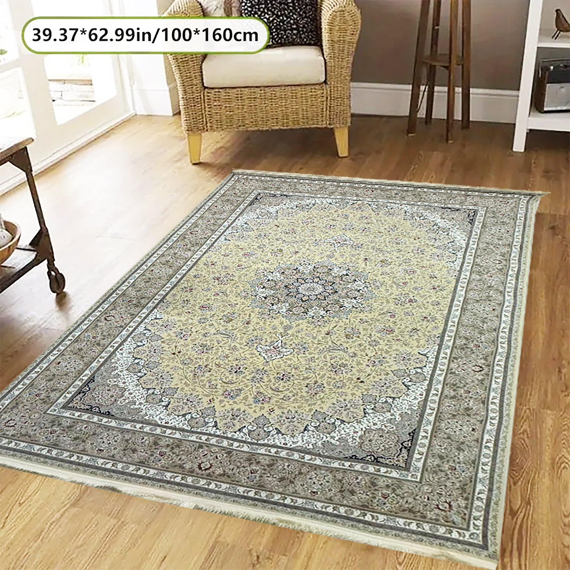 FARIMAH LIGHT BEIGE 1500 Reed Persian Area Rug - GLARA HOME