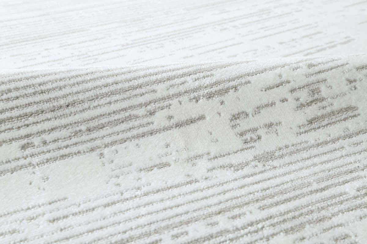 Glara “STRATA” Linear Textured Area Rug – Ivory & Soft Grey ( WX- 01 ) - GLARA HOME