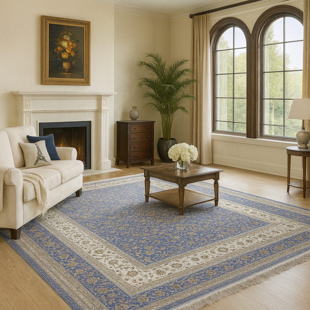 Golrokh 1500 Reed Blue Persian Rug - GLARA HOME