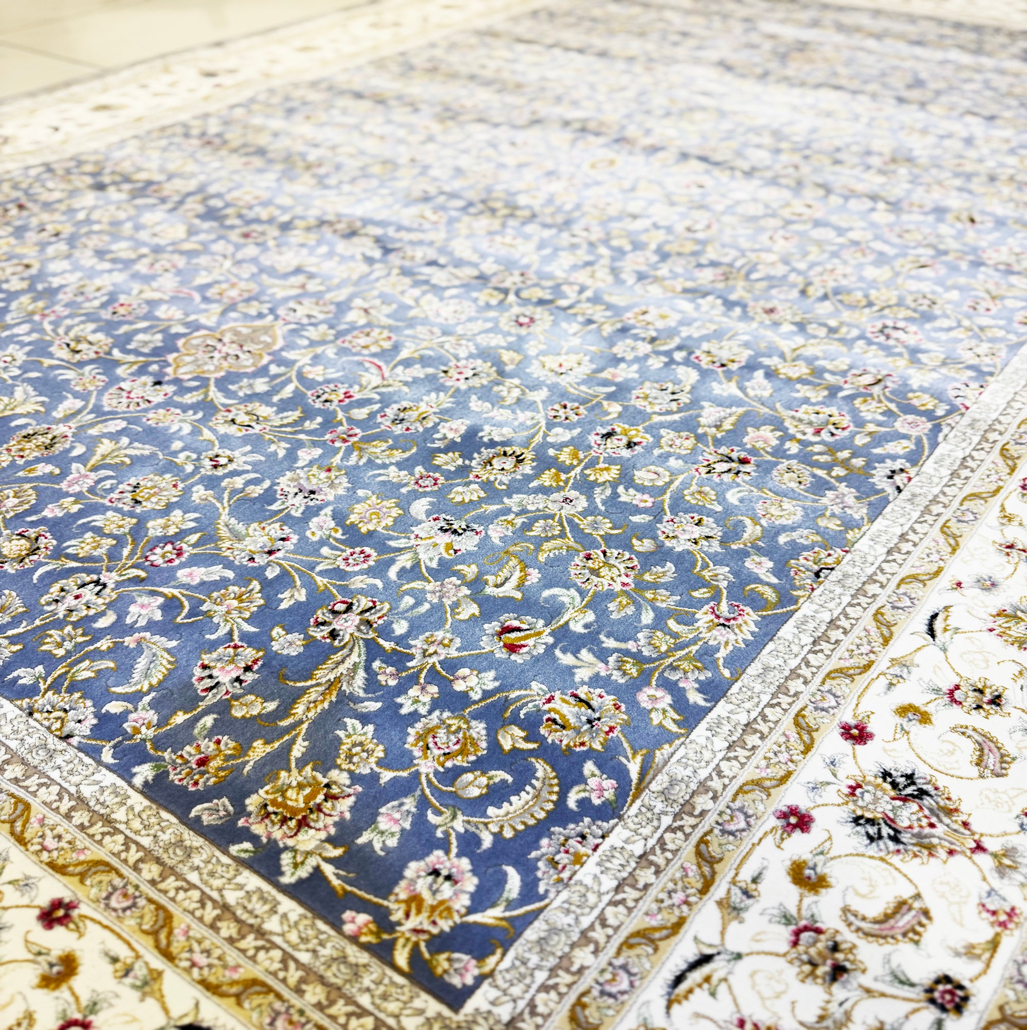 Golrokh 1500 Reed Blue Persian Rug - GLARA HOME