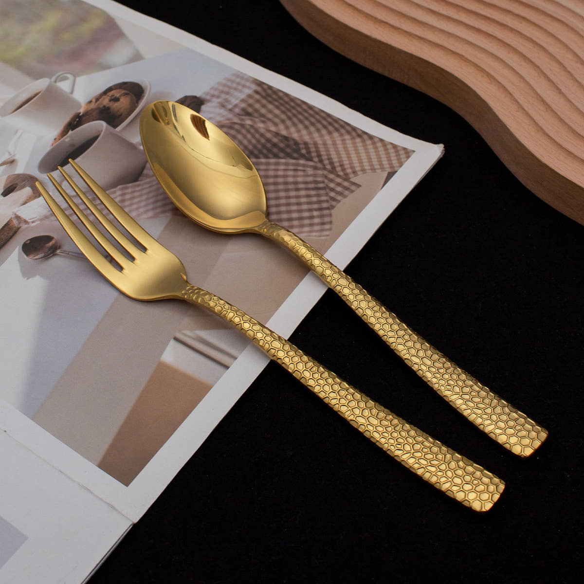 Honey Comb Silver/ Gold Spoon & Forks - GLARA HOME