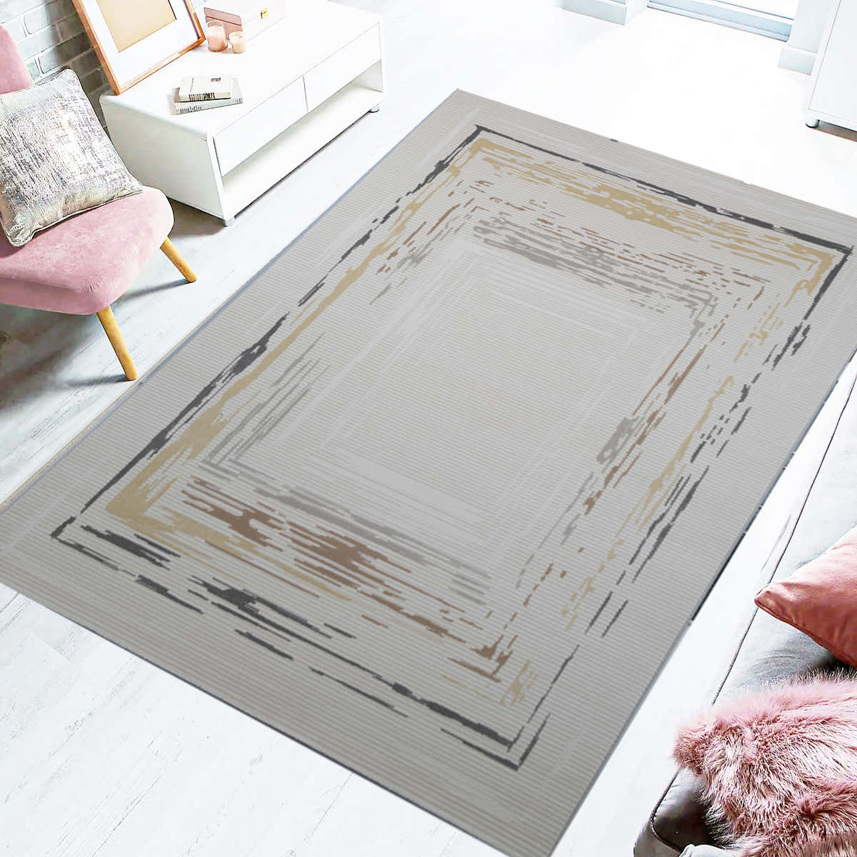 Horizon Frame Contemporary Area Rug (GD-01) - GLARA HOME