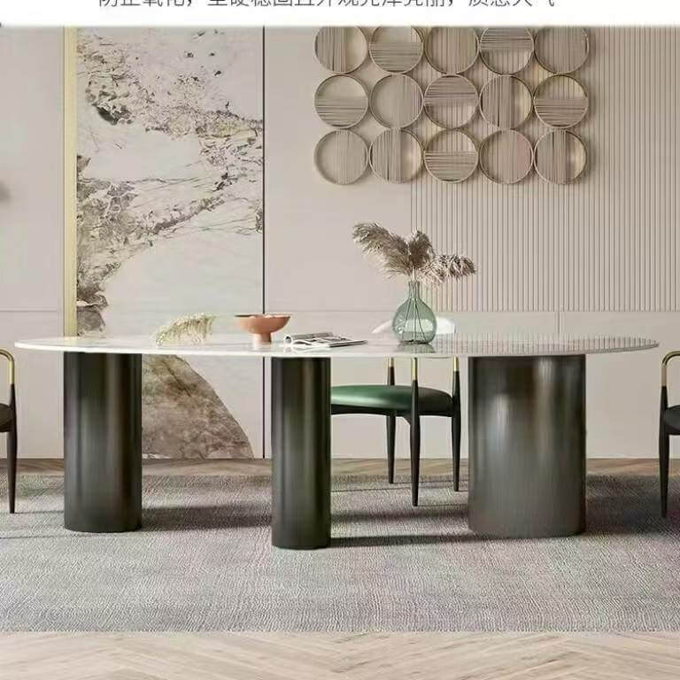 Noirva Oval Sintered Stone Dining Table (Noirva – Black base)