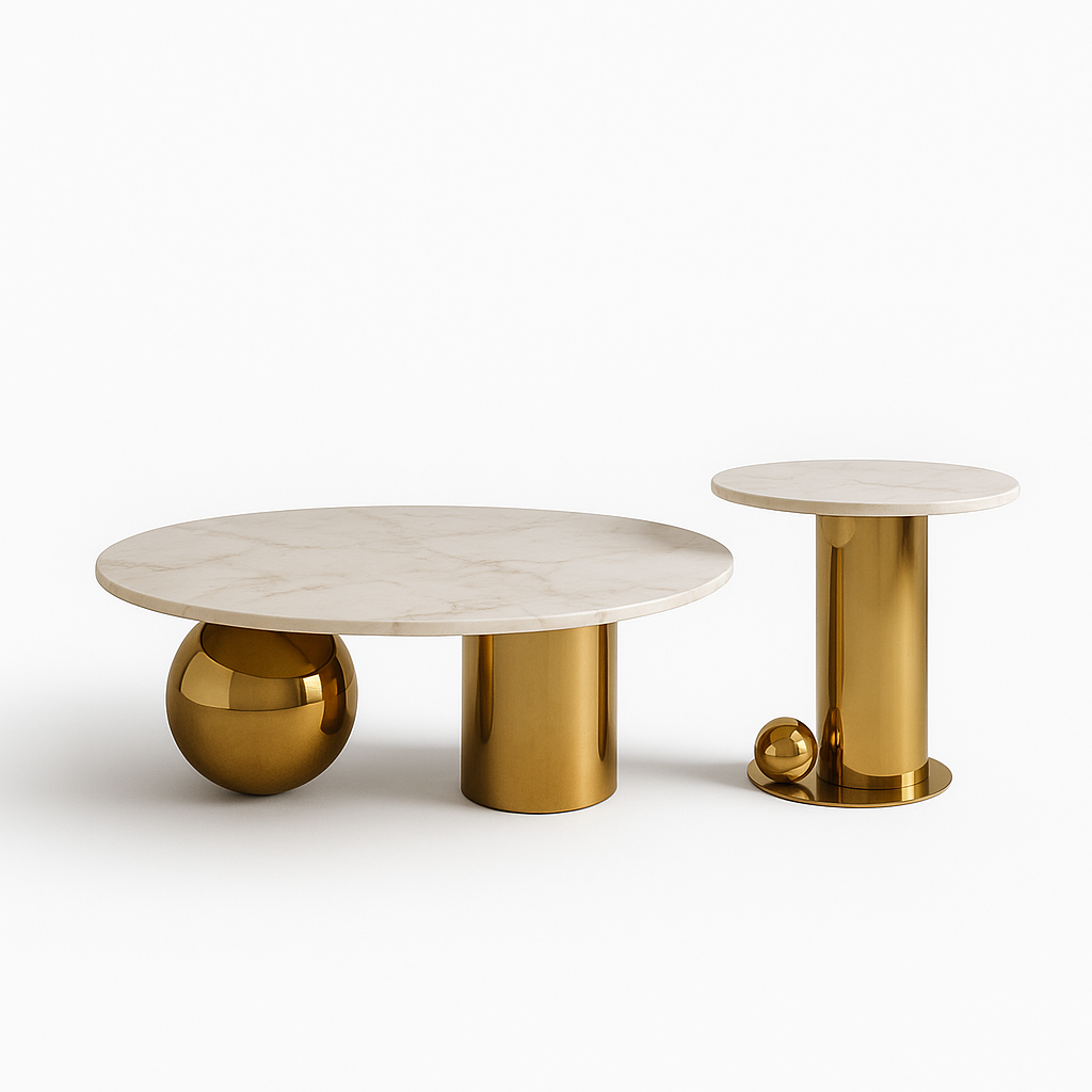 LUXOR Duet – Titanium Marble Table Set (C657) - GLARA HOME