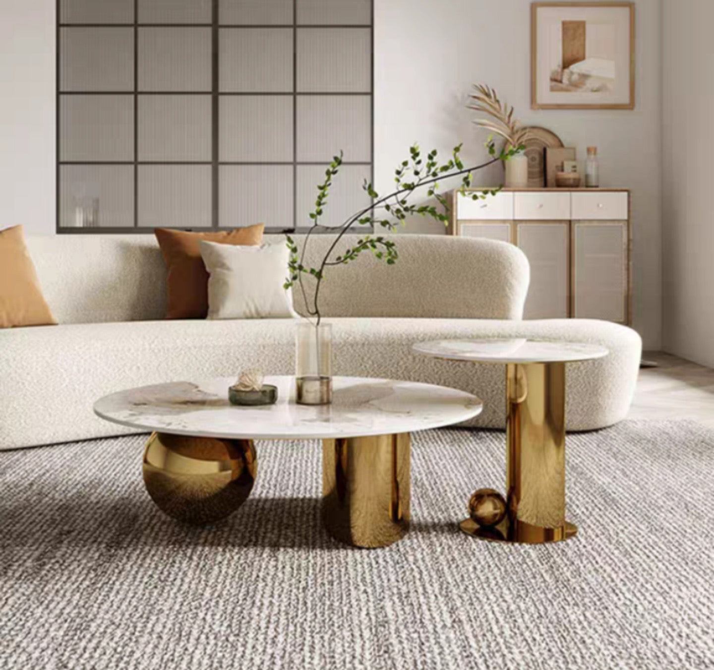 LUXOR Duet – Titanium Marble Table Set (C657) - GLARA HOME