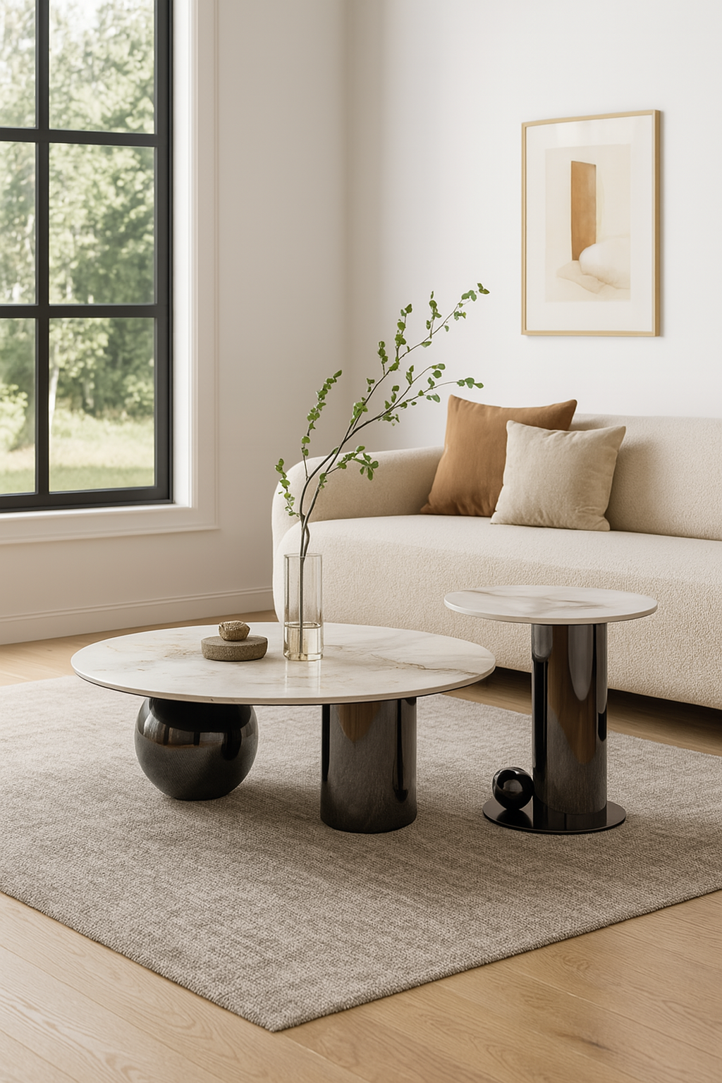 LUXOR Duet – Titanium & Sintered Stone Table Set - GLARA HOME