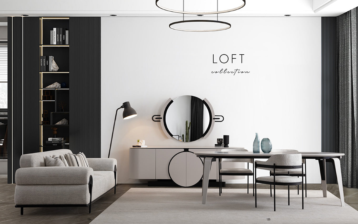 Loft Luxury Dining Table & Chair Set | Modern MDF Design with Black Accents - GLARA HOME